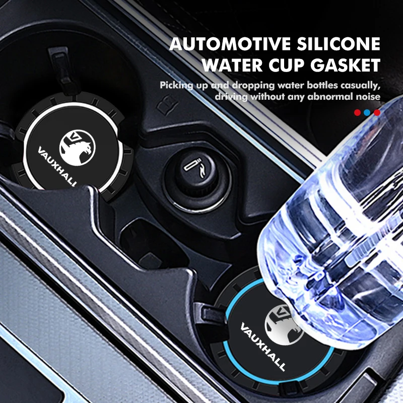 2pcs Car Coaster Water Cup Bottle Mat Silicone Non Slip Pad For Vauxhall VXR8 Insignia Vivaro Zafira Combo Movano Mokka GSe