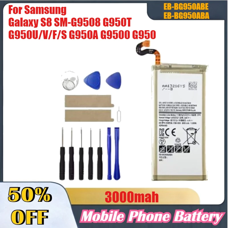 

3000mah Phone Batteries EB-BG950ABE EB-BG950ABA for Samsung Galaxy S8 SM-G9508 G950T G950U/V/F/S G950A G9500 G950