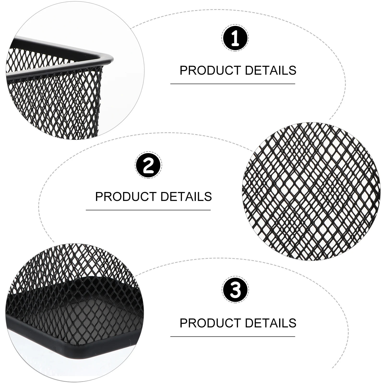 

3Pcs Metal Mesh Pencil Holder Iron Pen Pot Desktop Organizer for Office Home School Stationery Container