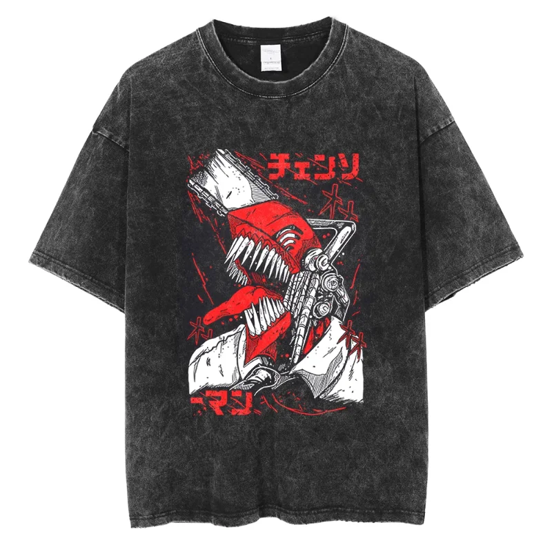 

Chainsaw Man Denji Print T-shirt Soft Cotton Short Sleeve Casual Top Breathable Loose Anime Tee for Boys Girls Gift
