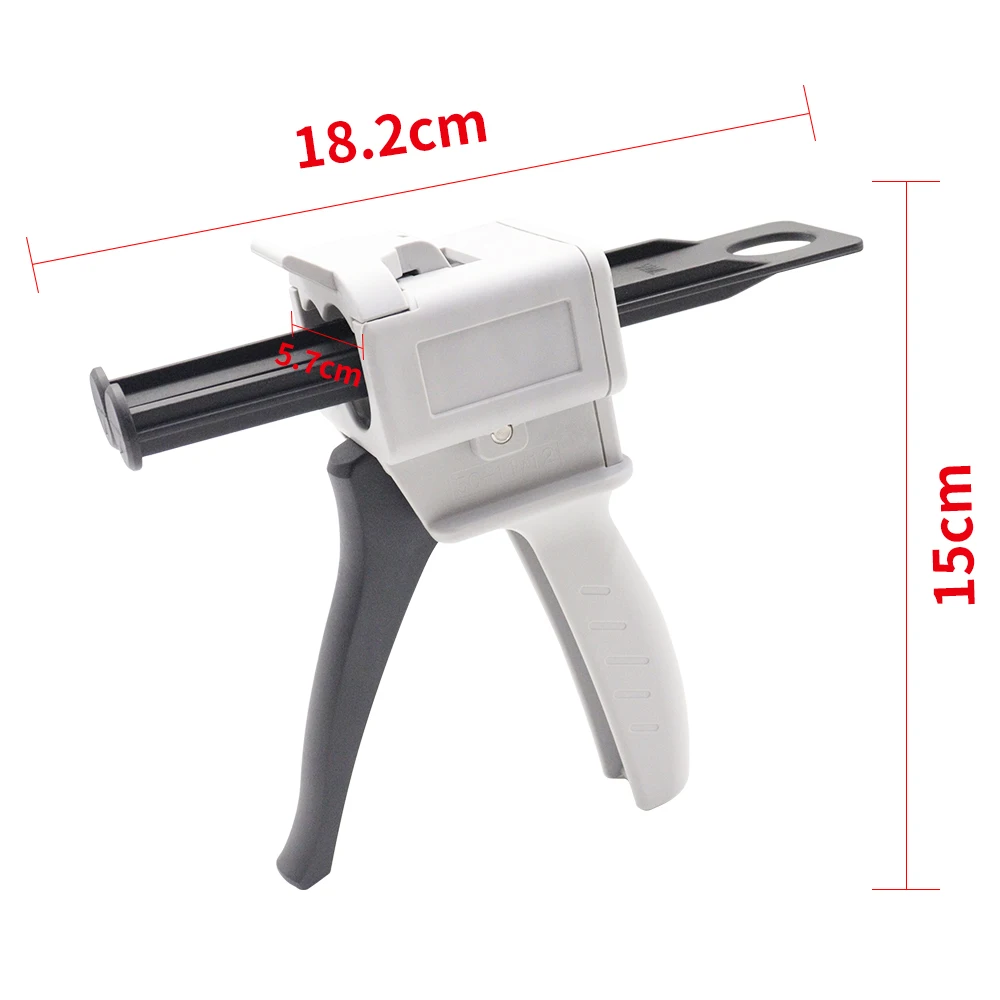 50 ml Dosierpistole AB-Klebepistole Zweikomponenten-Klebepistole 1:1/2:1 Epoxidharzpistole mit 4 Rührtuben 2 leere Doppelkartuschen – Detail 5