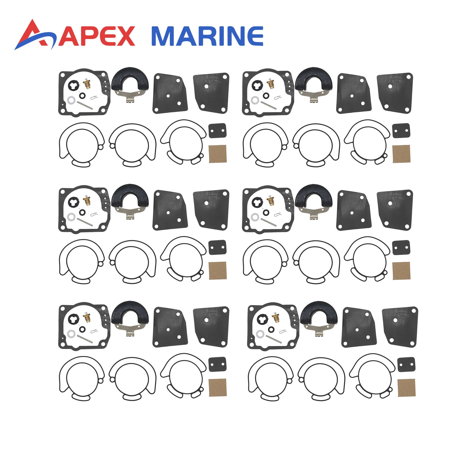 

6 Sets 438996 Boat Engine Carburetor Rebuild Kit for Johnson Evinrude OMC Outboard Motor V4 V6 90 To 175 HP 435442 436852