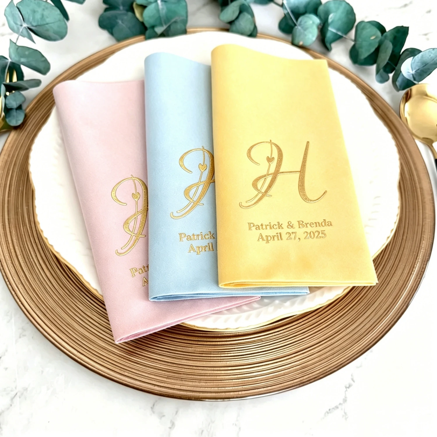 

90pcs Wedding Dinner Party Banquet Disposable Napkins Sheepsew Linen Like Soft Gold Foil Printed