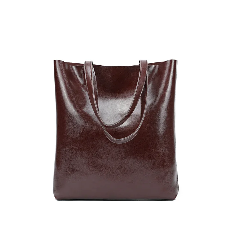 Bolso de mano de cuero de gran capacidad para mujer, bandolera informal de alta calidad, versátil, de lujo, a la moda