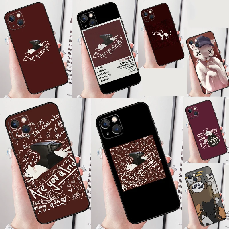 Lovejoy Cat Are You Alright Case For iPhone 16 15 Pro 11 14 Pro Max 12 13 Mini Plus XS X XR SE 2022 2020 Back Cover