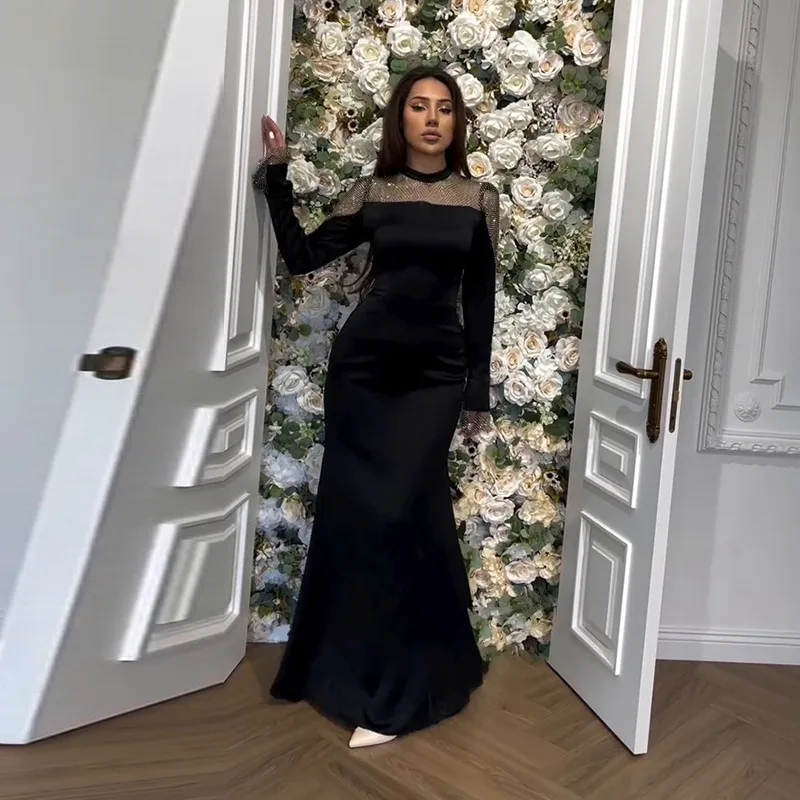 

Elegant Black Evening Dress for Women Morden Sequin Mermaid Vestidos de Festia Glitter Long Robes de Novia for Formal