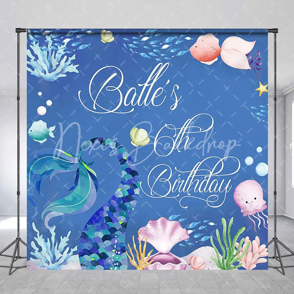 Fondo de Fotografía Personalizado con Burbujas y Vida Submarina Azul para Cumpleaños Infantiles, Atrezzo para Cabina de Fotos y Estudio