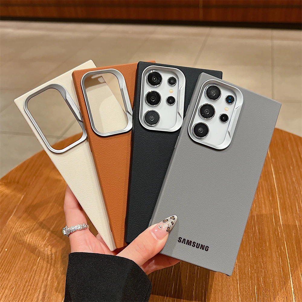 Original Official Leather Pattern Soft TPU Case Samsung Galaxy S26 S25 S24 S23 S22 S21 Ultra Plus Shockproof Protective Cover