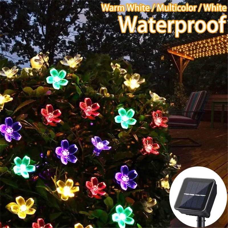 

Solar Cherry Blossom String Light Outdoor 5M 20LED 7M 50LED Waterproof Festival Courtyard Decoration Lawn Garden Christmas Light