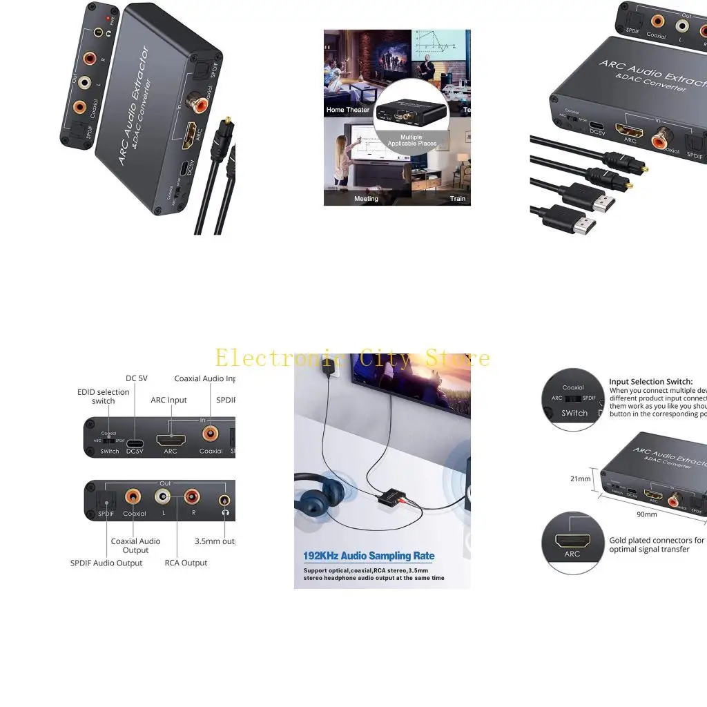 Aluminum Sound Converters Digital to Analogs with USB Power Supply for TV Player HU8D