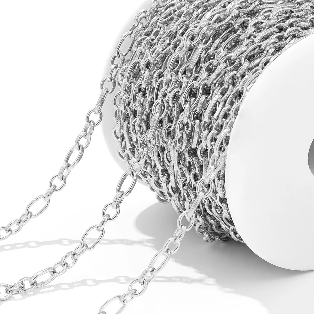 

1-метровые цепочки в стиле рельефного кабеля 3:1, овальные плоские цепочки из нержавеющей стали для DIY ожерелья, браслета, изготовления ювелирных изделий ручной работы, оптом