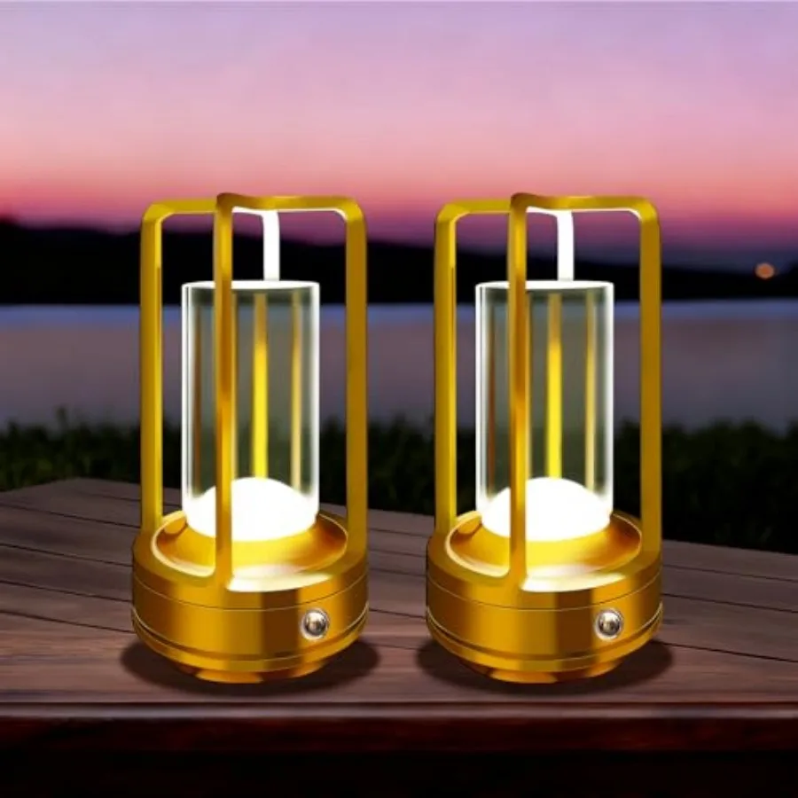 

Набор из 2 беспроводных настольных ламп с LED-подсветкой, перезаряжаемые, с 3-ступенчатой регулировкой яркости, для улицы, патио или кемпинга