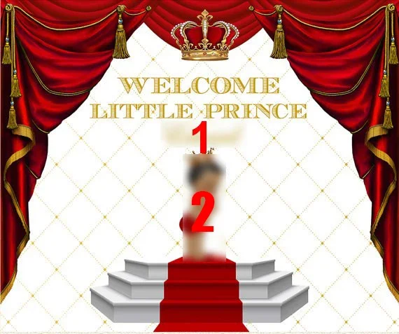 custom gold and royal prince crown birthday curtains background High quality Computer print party backdrop