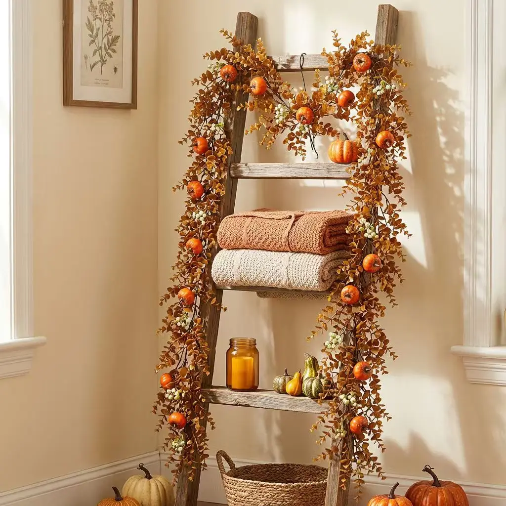 2M Simulated Berry Artificial Pumpkin Plant Fake Plant Creeper Hanging Vine Outdoor DIY Garden Wall Wedding Party Home Decor - view 6