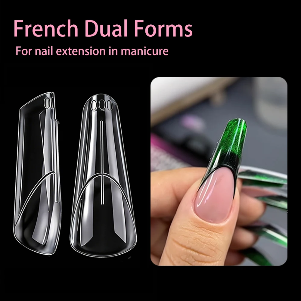 140Pcs French line Dual FormsUpper Forms for Nail Extensions Square Almond Soft Nail Molds for Express French Inner Arc Line