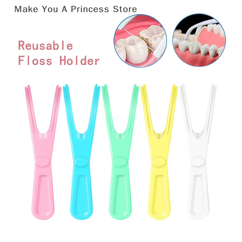 1/5Pcs Y Shape Plastic Dental Floss Rack Reusable Pick Holder Teeth Clean Care Tool Without Dental Floss Oral Hygiene Toothpick