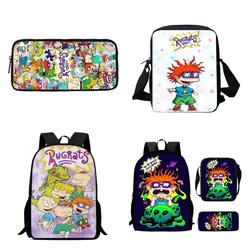 Cartoon R-Rugrats Child School Backpack With Shoulder Bags Pencil Bags For Kindergarten,Light Weight School Bags For Boys Girls