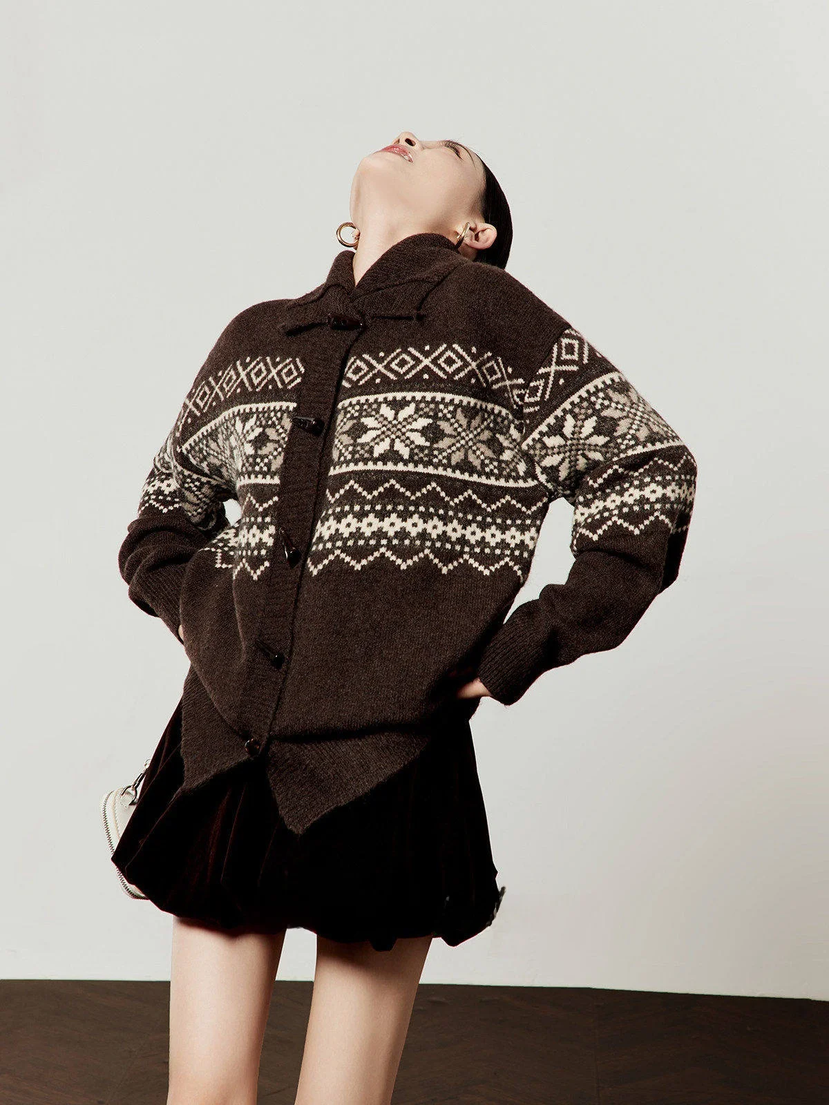 

Caramel Knitted Sweater Women's Vintage Sle with Button Detail Thiened Long Sve Loose Fit Knitwear for Spring