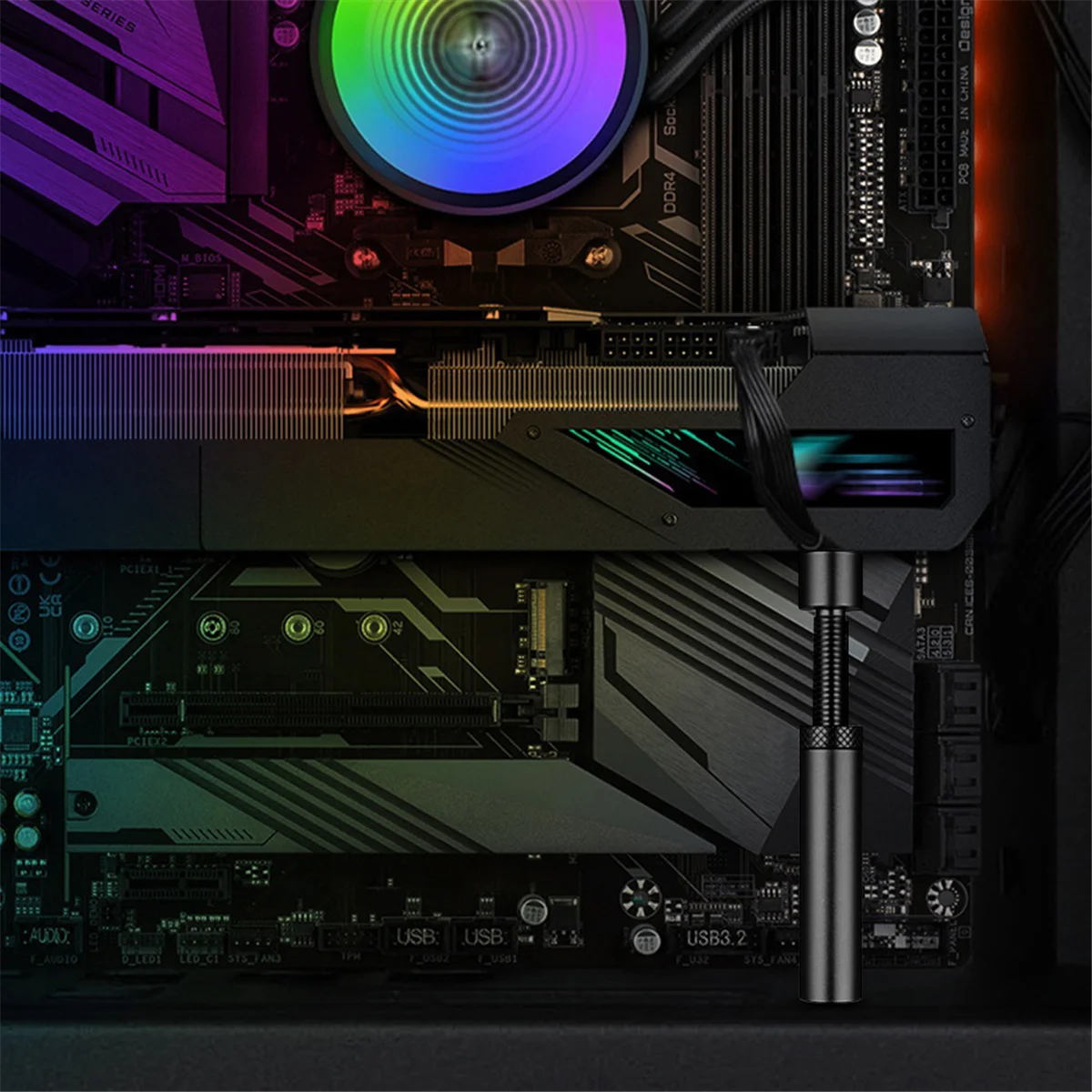 New Graphics Card GPU Holder Support Adjustable Telescopic Rotary Screw Aluminum Alloy Video Card Sag Bracket Desktop(Plus)