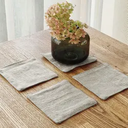 Double Layer 100% Linen Placemat,Luxurious Heat Insulation Cup Mat,Coffee Tea Dinner Table Mat,Handmade Coaster,Washable Doily