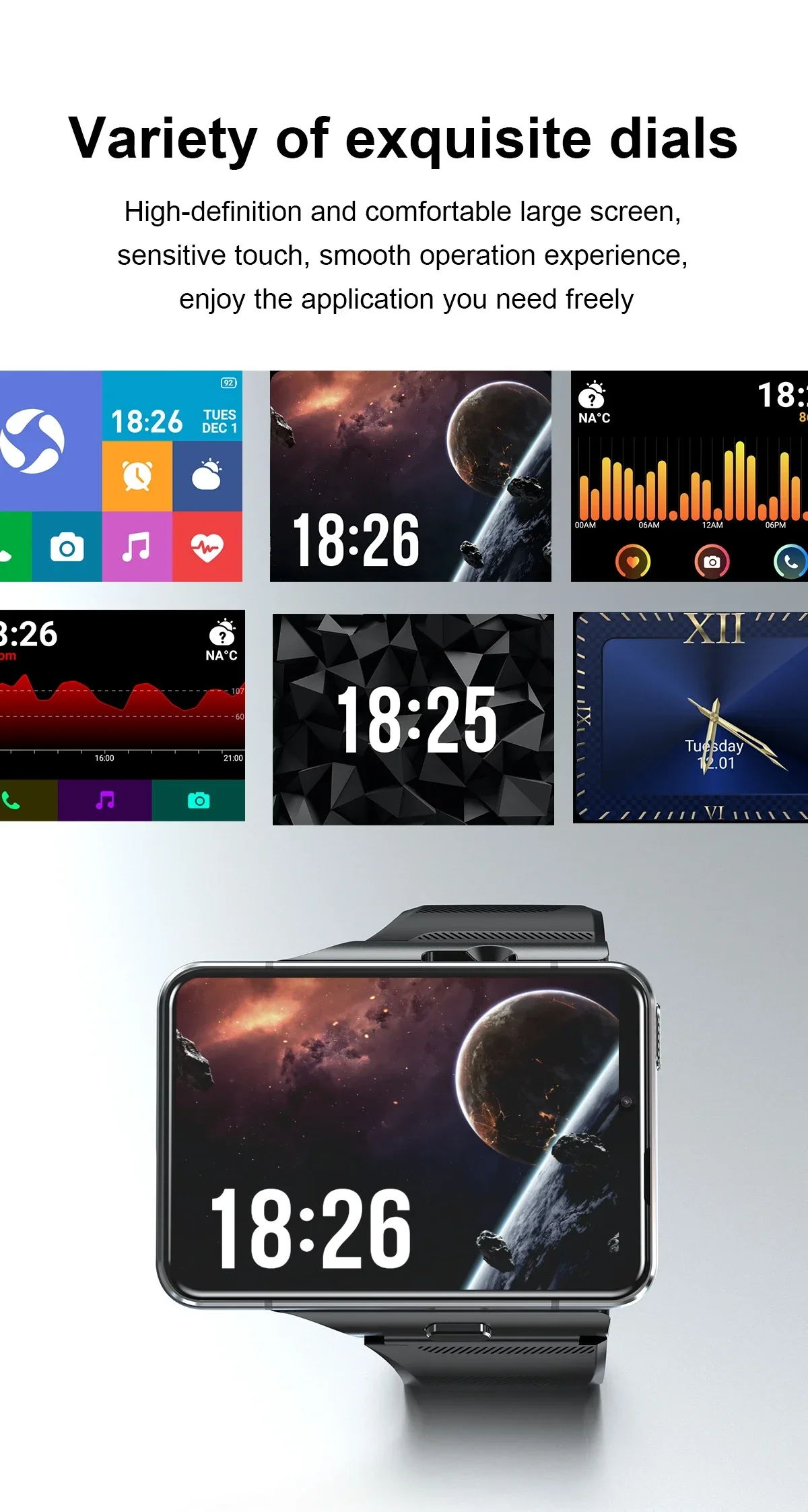 S999 Smart Watch Phone 4G LTE Android 9 4+64GB Smartwatch 2,88" Bildschirm Herrenuhr 2300mAh Dual Face Unlock GPS WIFI