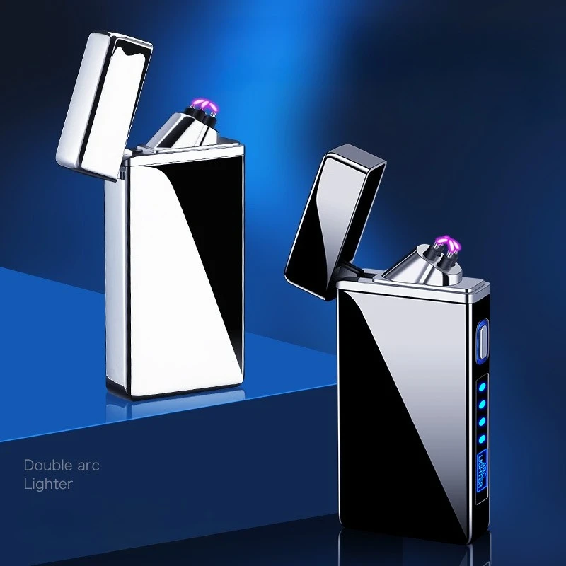 New Power Display Pulse Double Arc Electronic Lighter Touch Sensor Cigarette Lighter Usb Charging Windproof Lighter Luxury Gift