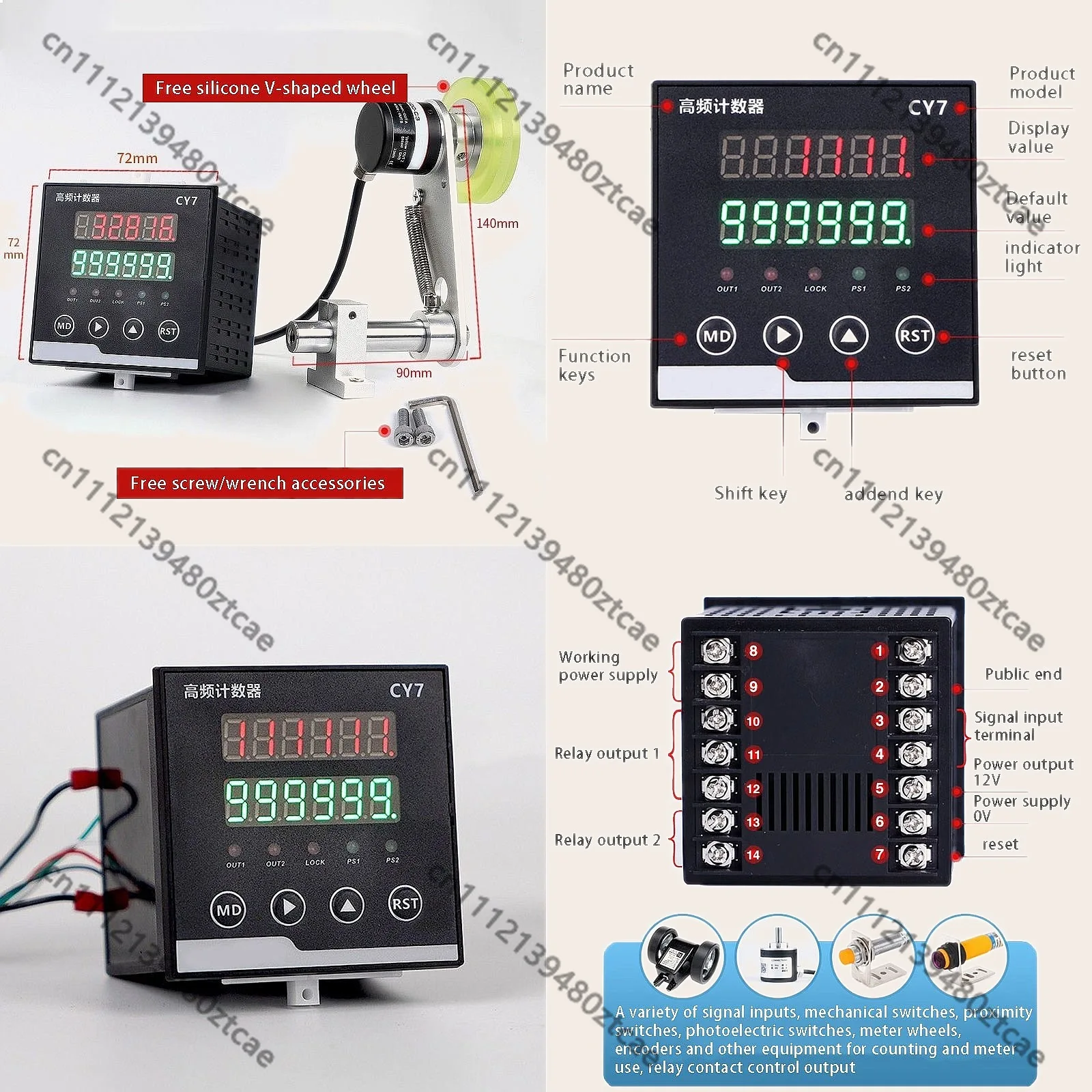 High-Precision Roller-Type Digital Display Edge Banding Machine Counter Meter Encoder Controller