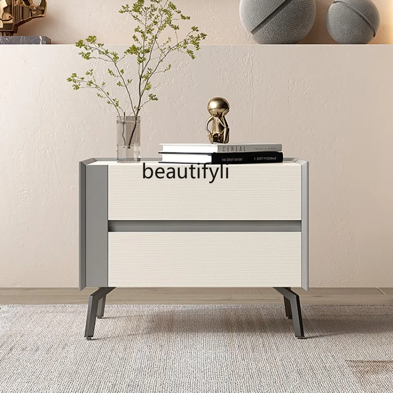 

Italian Minimalist Bedroom Bedside Table Living Room Storage Cabinet Modern Light Luxury Chest of Drawer Bedside Cabinet Small