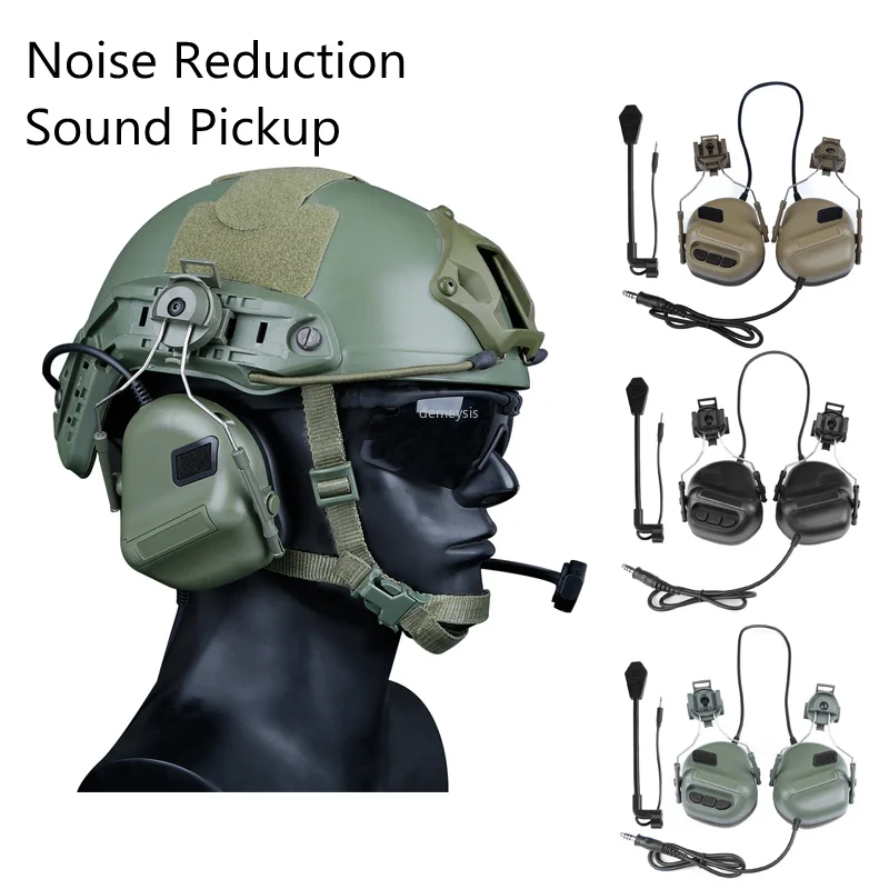 Anti-noise Tactical Helmet Headset with Fast Helmet Rail Adapter Headsets Hunting Shooting Hearing Protective Headphone