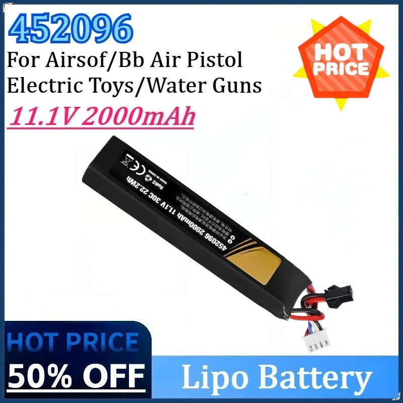 

452096 11.1V 2000mAh Soft Bullet Gun Battery Lipo Battery 30C XT30/T/SM for Airsoft Bb Air Pistol Electric Toys Water Guns Parts