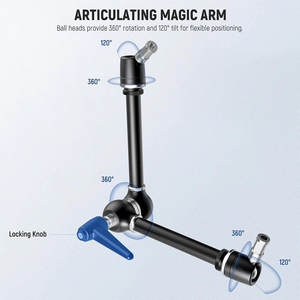 NEEWER 21" Magic Arm Kamerahalterung mit Super Clamp für PA073 PA074 Telefonkäfig Rig DSLR Kameramonitor Videoleuchte – Detail 4