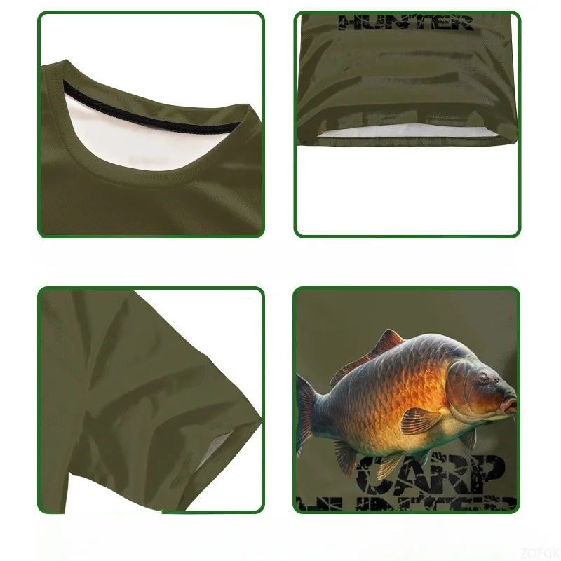 الصيف الرجعية الترفيه الرياضة في الهواء الطلق الصيد قصيرة الأكمام الرجال والنساء جولة الرقبة الأزياء