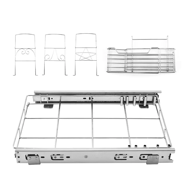 Slide rail cabinet pull-down trash can rack under sink trash can rack adjustable extraction type