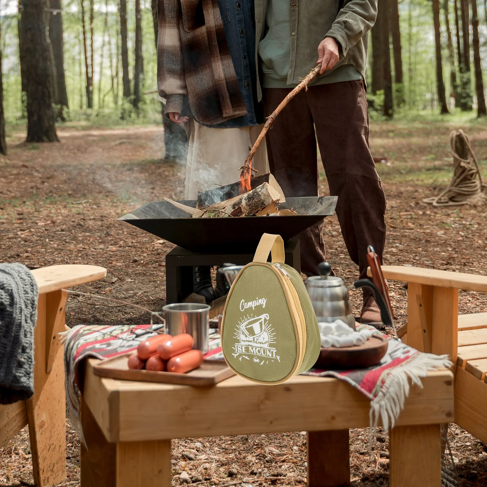 

Camping Cutlery Bag Waterproof Oxford Cloth Organizer Stylish and Practical Tableware Storage Pouch for Camping and Picnics