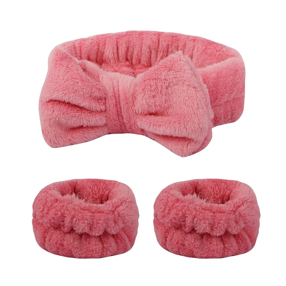 Flanell-Stirnband mit Schleife vorne, elastisches Stirnband, Gesichtswasch- und Make-up-Stirnband, wasserdichte Handgelenkabdeckung, Haargummi-Stirnband – Detail 9