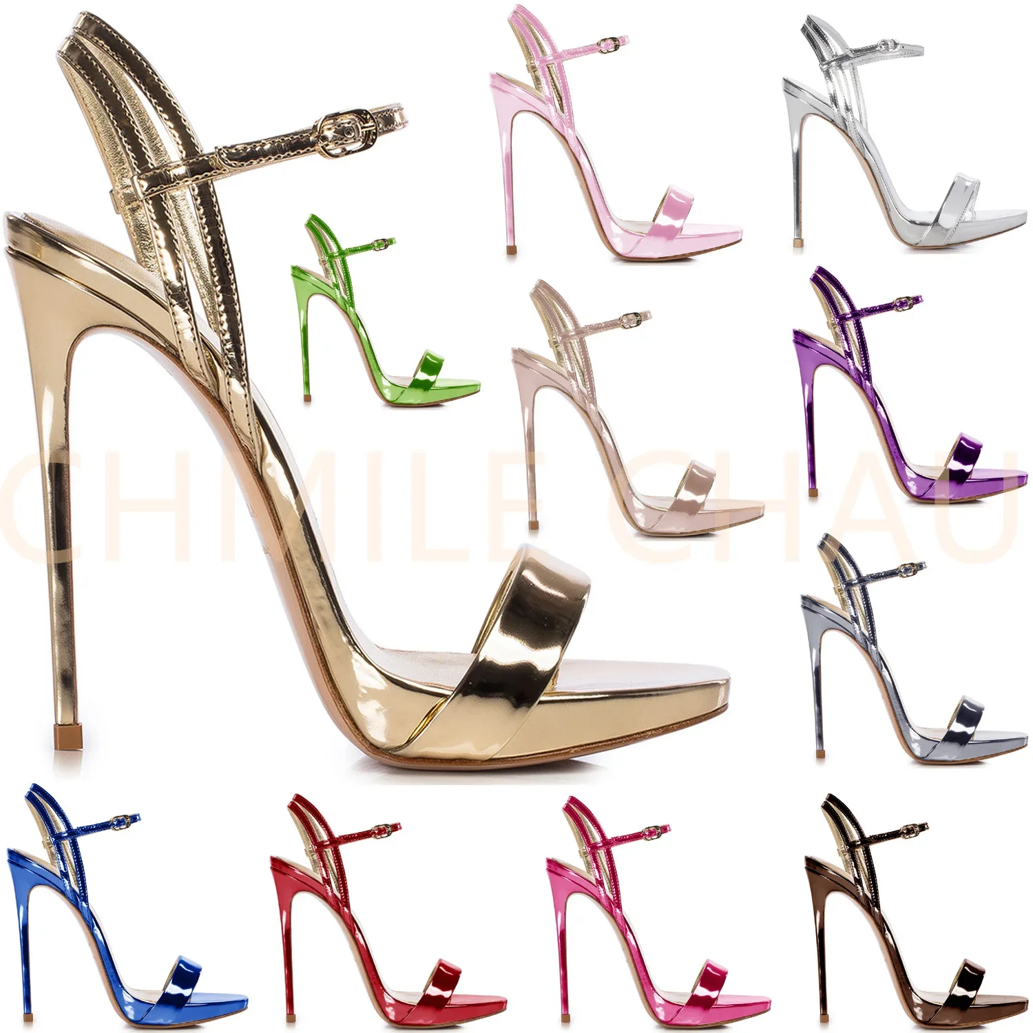 【Measure your feet length before order】Elegant Luxury Designer Women Sandals Stiletto High Heel Sexy Fetish Plus Size 23-CHC-30