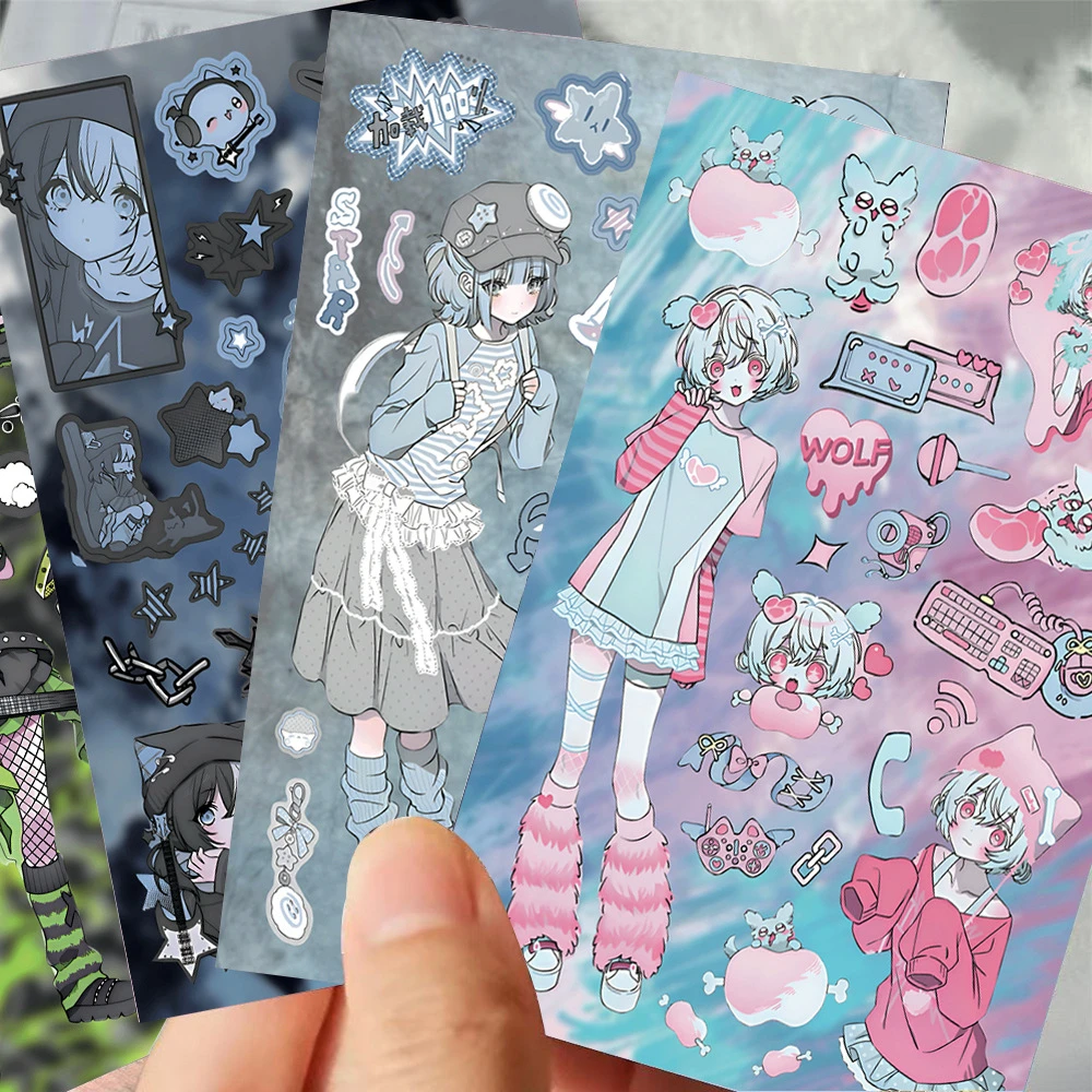 16 Blatt Süße Asiatische Spicy Girl Anime Graffiti-Aufkleber Landmine Girl DIY-Spielzeug für Telefon, Flasche, Reisetasche – Detail 7