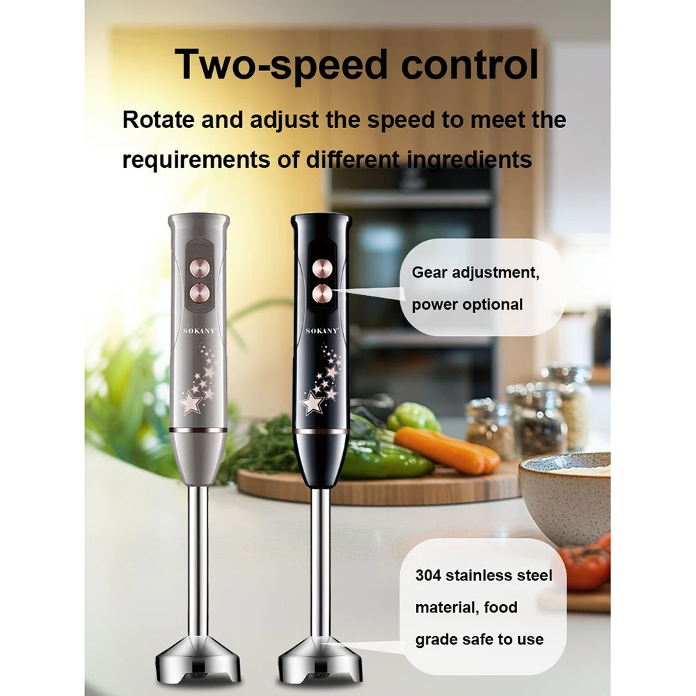 Hand Blender Set, 4-in-1 Multi-functional, Suitable for Egg Breaking, Food Processing, Chopping, Juicing, Etc