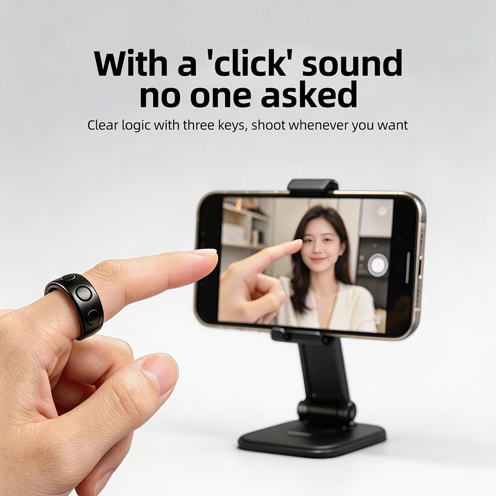 Hands‑Free Smart Finger Remote Controller Ring with Mute Button Video Scroll Music Control Remote Photo Taking for Mobile Phone