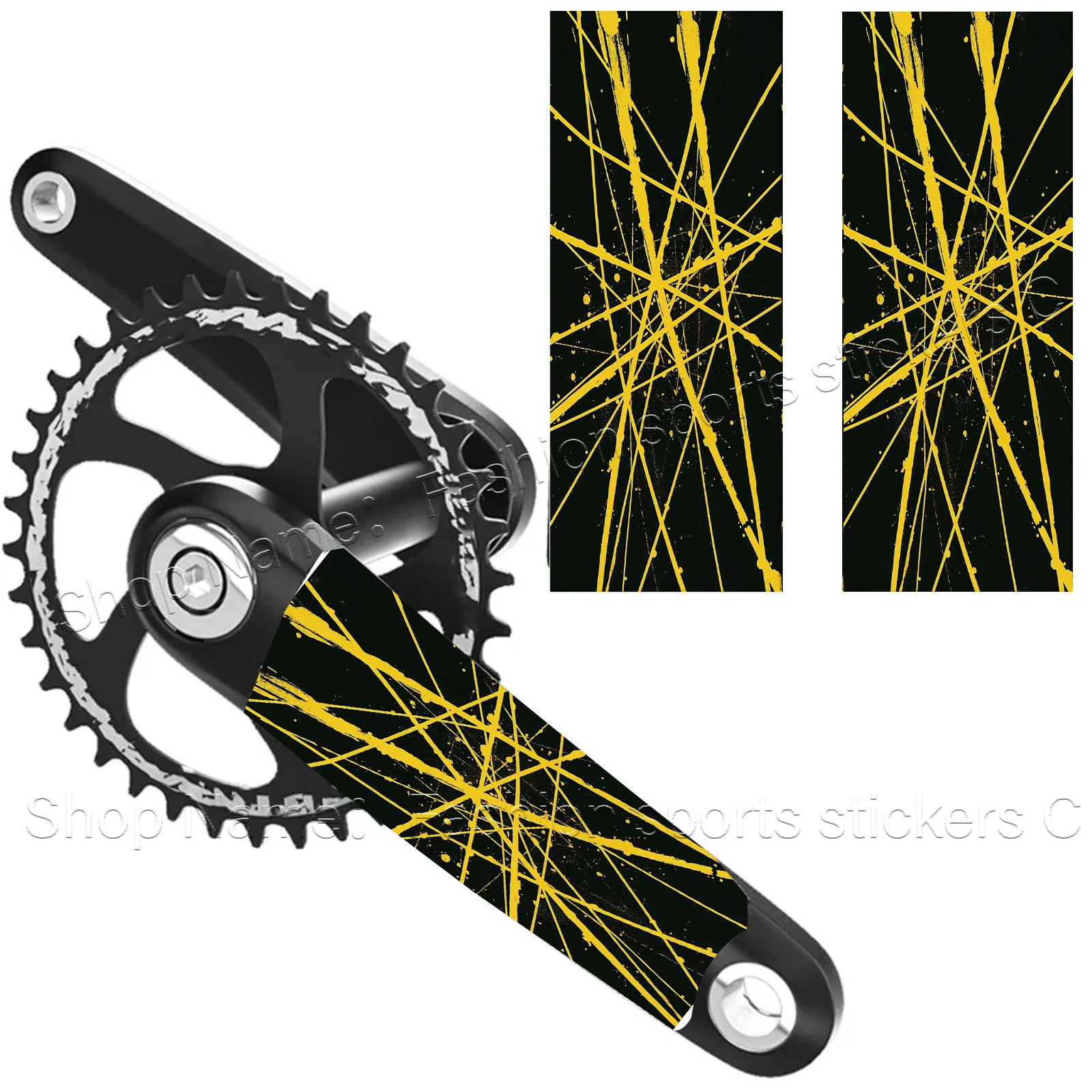 

Yellow Abstract Line Art Bike Crank Stickers, Waterproof Vinyl
