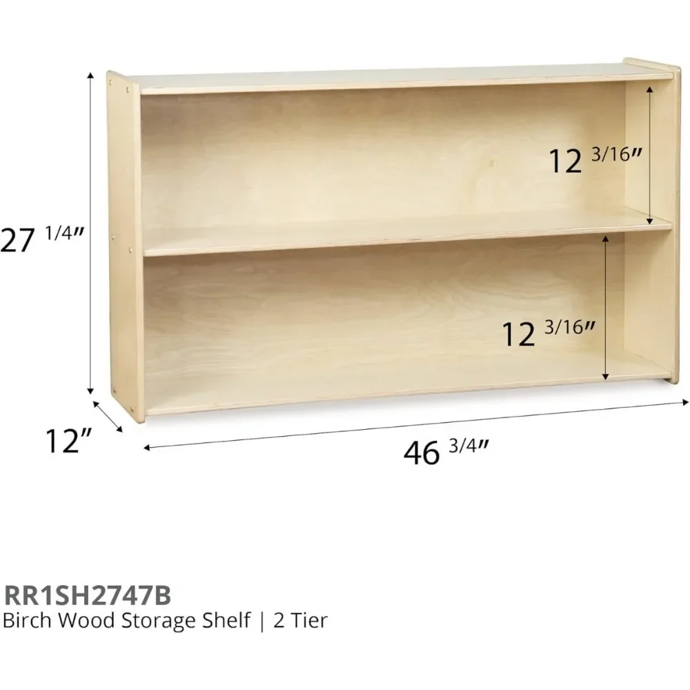 Shelves for Kids, Bookcase with 2 Shelves for Storage, Wood Furniture for Toddlers,Children,Montessori, Classroom, 47-inch Width