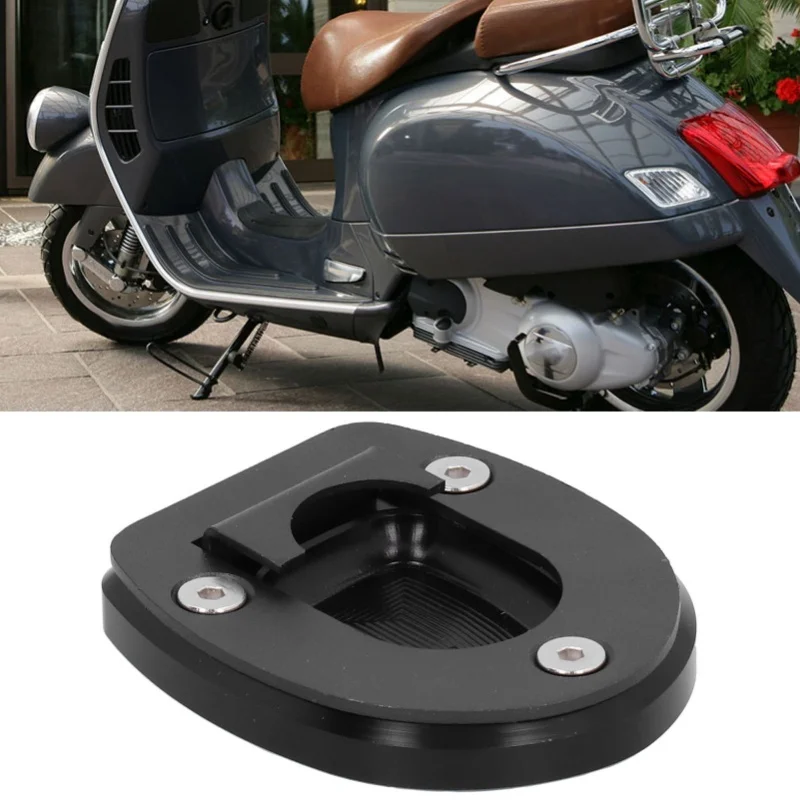 

Motorcycle Kickstand Pad Side Stand Enlarger Plate Fit For Vespa GTS 250 300 2013-2019Black