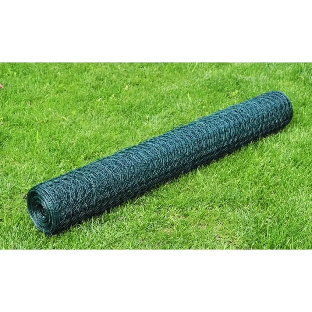 PVC Coated Green Chicken Wire Fence 25x1m - Durable & Versatile for Poultry Enclosures