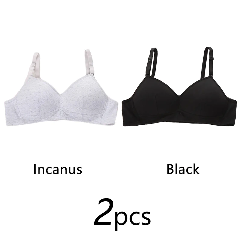 2 PCS Women Bra Wireless Underwear 100 Cotton Lining Pure Cotton Fabric Breathable Black Incanus Sports Fitness Yoga Casual