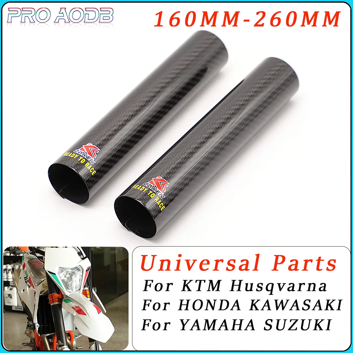 Dirt Bike Accessories 160-260MM Fork Wraps Carbon Fiber Protectors For Honda Yamaha Kawasaki Husqvarna CRF CR YZF 2002-2023