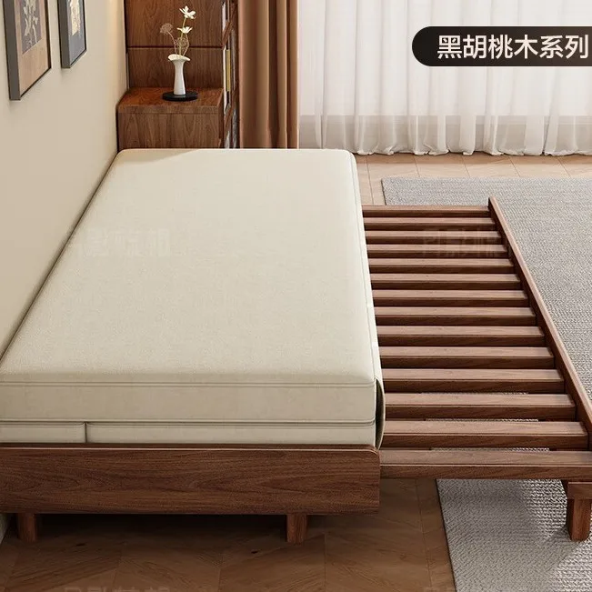 

All solid wood sofa bed dual-purpose small apartment living room black walnut multi-small apartment function pull-out