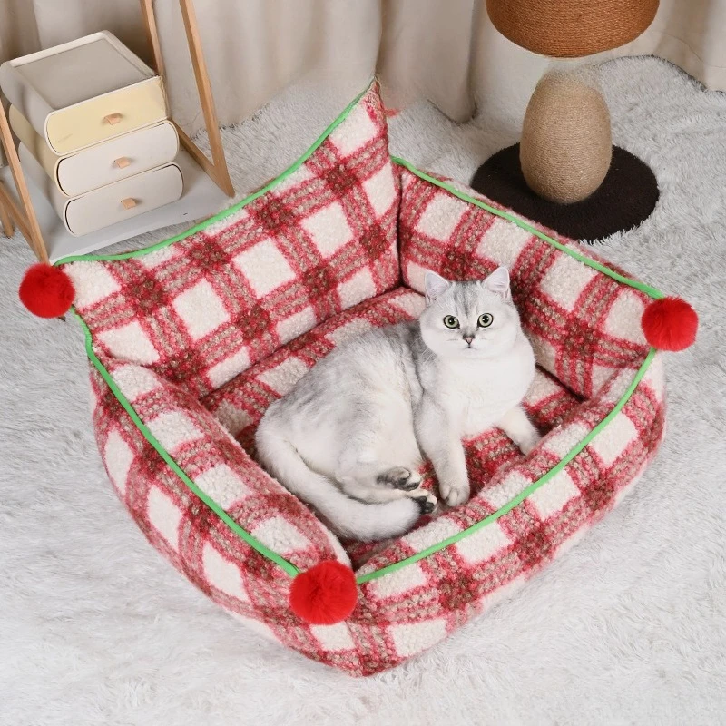 

Наполнитель для кошачьего туалета, универсальный круглый, всесезонный, теплый и утолщенный, для рождественского и зимнего периода, съемный и моющийся.