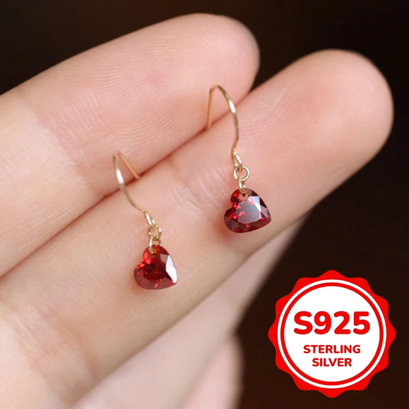 

s925 sterling silver gold-plated peach heart classic fashion elegant simple light luxury creative women's ear accessories