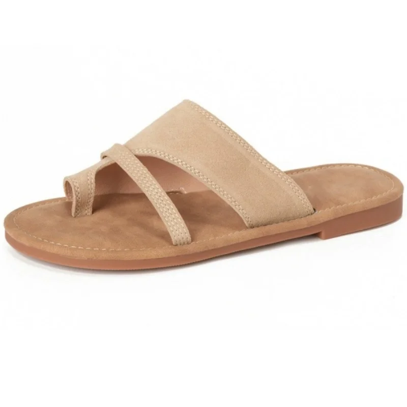 

Женские шлепанцы в стиле щипцы с круглым носком, женские шлепанцы без шнуровки с открытым носком, летние уличные универсальные модельные женские сандалии на плоской подошве