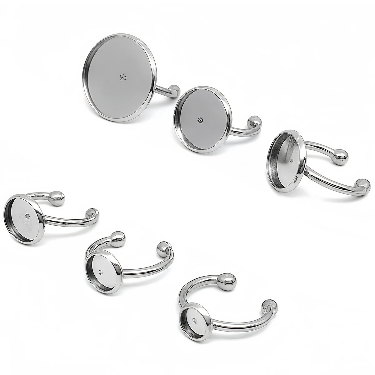 5/10 Stück 6-20mm Edelstahl Verstellbare Ringfassungen Leere Basis Glas-Cabochon-Knöpfe Fassungen Kameo DIY Schmuckherstellung – Detail 5